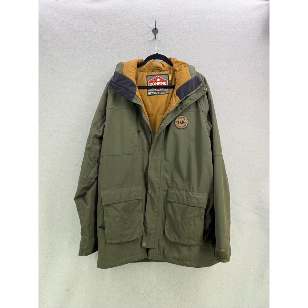 Bonfire Mens Green Hooded Brigade Snowboard Skiing Jacket Coat Size Large